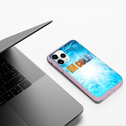 Чехол iPhone 11 Pro матовый IN COLD horizontal logo with blue ice, цвет: 3D-розовый — фото 2