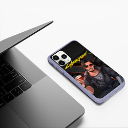 Чехол iPhone 11 Pro матовый Джонни с бокалом, цвет: 3D-светло-сиреневый — фото 2