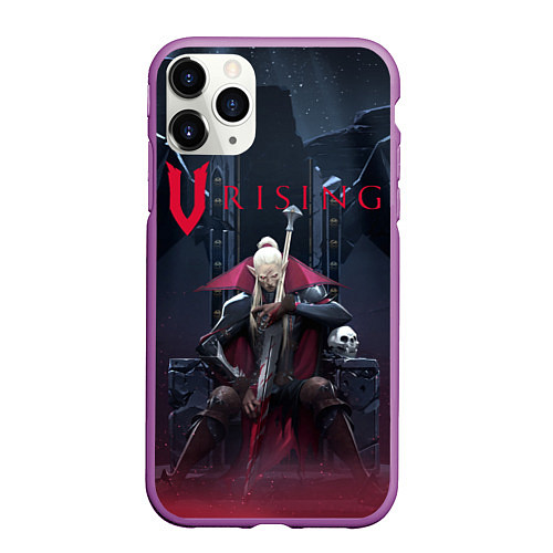 Чехол iPhone 11 Pro матовый Вампир на троне V Rising / 3D-Фиолетовый – фото 1