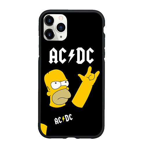 Чехол iPhone 11 Pro матовый AC DC ГОМЕР СИМПСОН SIMPSONS / 3D-Черный – фото 1