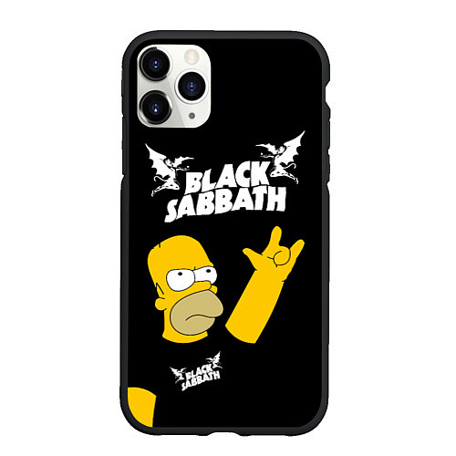 Чехол iPhone 11 Pro матовый Black Sabbath Гомер Симпсон Simpsons / 3D-Черный – фото 1