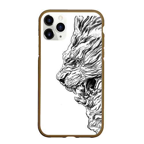 Чехол iPhone 11 Pro матовый LION pride / 3D-Коричневый – фото 1