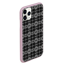 Чехол iPhone 11 Pro матовый Черно белая клетка, цвет: 3D-розовый — фото 2