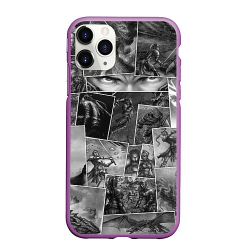 Чехол iPhone 11 Pro матовый Тёмные души комикс / 3D-Фиолетовый – фото 1