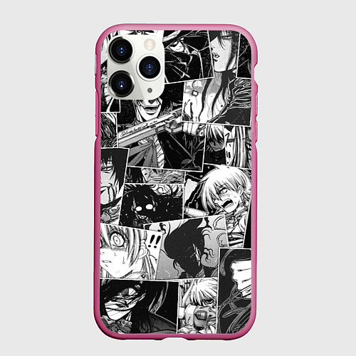 Чехол iPhone 11 Pro матовый Хэллсинг паттерн Hellsing / 3D-Малиновый – фото 1