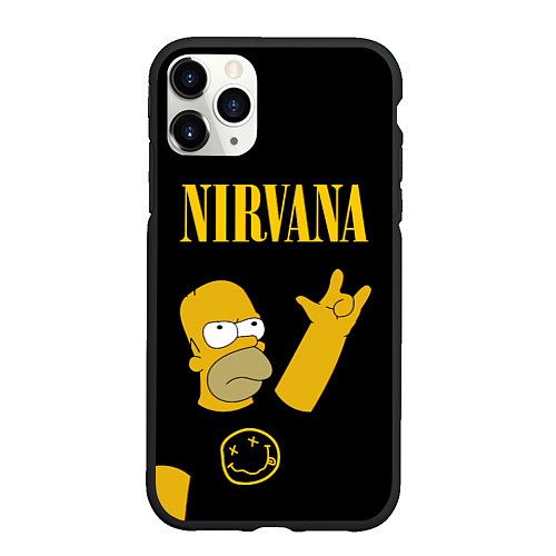 Чехол iPhone 11 Pro матовый NIRVANA ГОМЕР СИМПСОН, SIMPSONS / 3D-Черный – фото 1