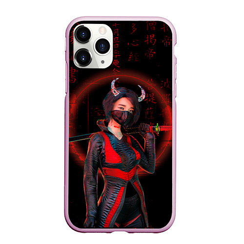 Чехол iPhone 11 Pro матовый Neon oni кунаичи / 3D-Розовый – фото 1