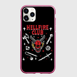 Чехол iPhone 11 Pro матовый HELLFIRE CLUB STRANGER THINGS, цвет: 3D-малиновый