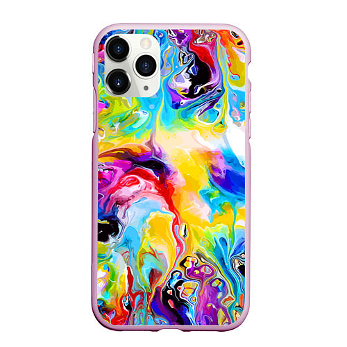 Чехол iPhone 11 Pro матовый Неоновые всплески красок Лето Neon splashes of col / 3D-Розовый – фото 1