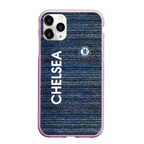 Чехол iPhone 11 Pro матовый CHELSEA F C ЧЕЛСИ ШУМ ПОЛОС ТЕКСТУРА / 3D-Розовый – фото 1