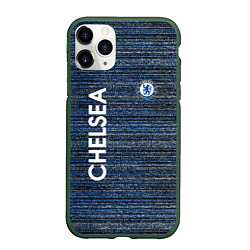 Чехол iPhone 11 Pro матовый CHELSEA F C ЧЕЛСИ ШУМ ПОЛОС ТЕКСТУРА, цвет: 3D-темно-зеленый