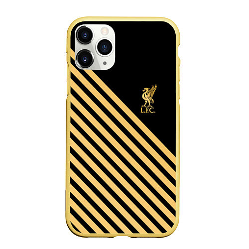 Чехол iPhone 11 Pro матовый Liverpool ливерпуль полосы / 3D-Желтый – фото 1