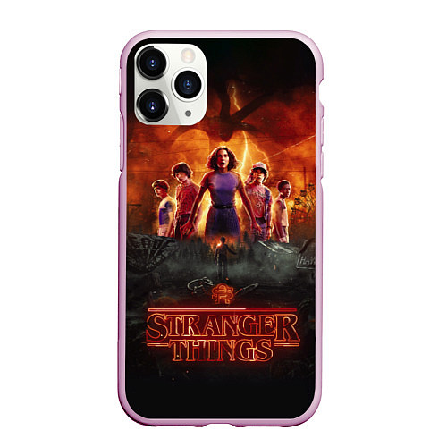 Чехол iPhone 11 Pro матовый ОЧЕНЬ СТРАННЫЕ ДЕЛА STRANGER THINGS / 3D-Розовый – фото 1