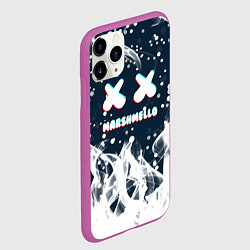 Чехол iPhone 11 Pro матовый Marshmello белый огонь, цвет: 3D-фиолетовый — фото 2