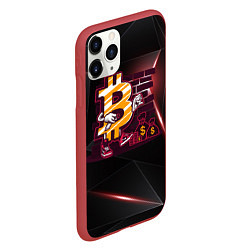 Чехол iPhone 11 Pro матовый Биткоин на фоне стены Bitcoin, цвет: 3D-красный — фото 2