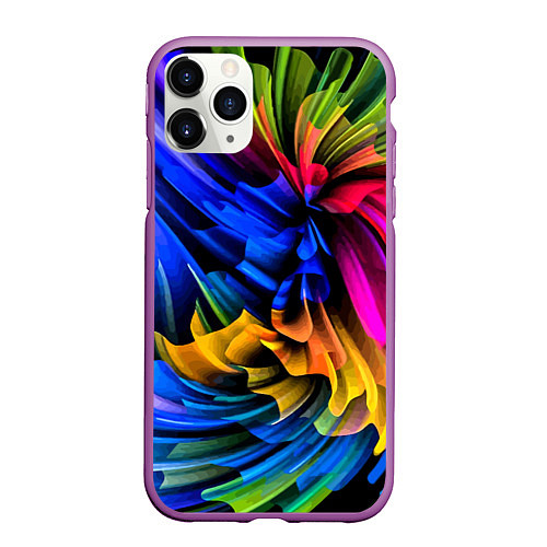 Чехол iPhone 11 Pro матовый Абстрактная неоновая композиция Abstract neon comp / 3D-Фиолетовый – фото 1