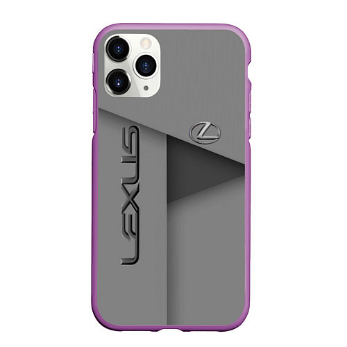 Чехол iPhone 11 Pro матовый Lexus - серая абстракция / 3D-Фиолетовый – фото 1