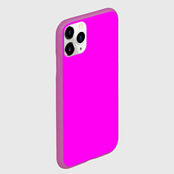 Чехол iPhone 11 Pro матовый Однотонный розовый неоновый Пион, цвет: 3D-фиолетовый — фото 2