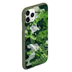 Чехол iPhone 11 Pro матовый Camouflage Pattern Камуфляж Паттерн, цвет: 3D-темно-зеленый — фото 2