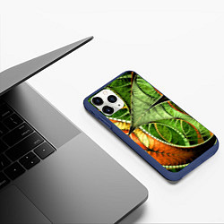 Чехол iPhone 11 Pro матовый Растительный абстрактный фрактальный паттерн Veget, цвет: 3D-тёмно-синий — фото 2