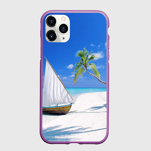 Чехол iPhone 11 Pro матовый Island of hawaii / 3D-Фиолетовый – фото 1