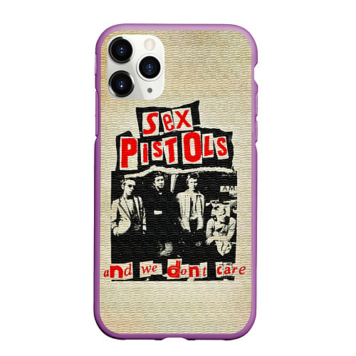 Чехол iPhone 11 Pro матовый We Dont Care - Sex Pistols / 3D-Фиолетовый – фото 1