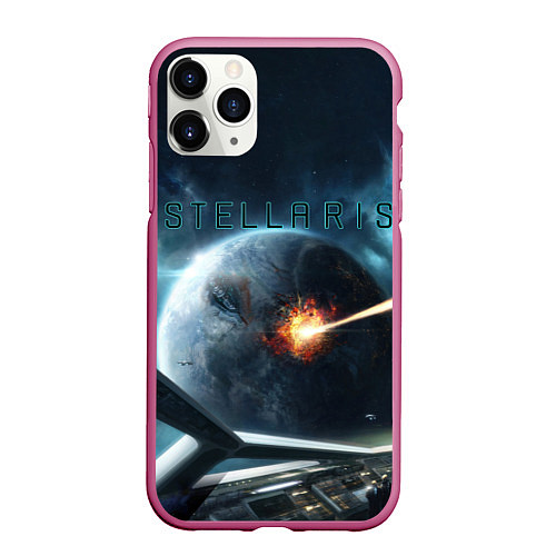 Чехол iPhone 11 Pro матовый Stellaris взрыв звезды лучом с космического корабл / 3D-Малиновый – фото 1