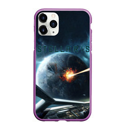 Чехол iPhone 11 Pro матовый Stellaris взрыв звезды лучом с космического корабл, цвет: 3D-фиолетовый