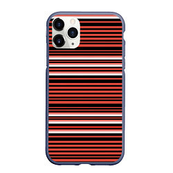 Чехол iPhone 11 Pro матовый БОРДОВЫЙ В ПОЛОСКУ, цвет: 3D-серый