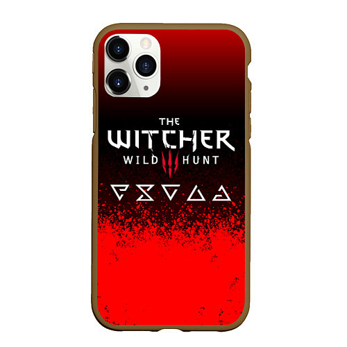 Чехол iPhone 11 Pro матовый Witcher blood / 3D-Коричневый – фото 1