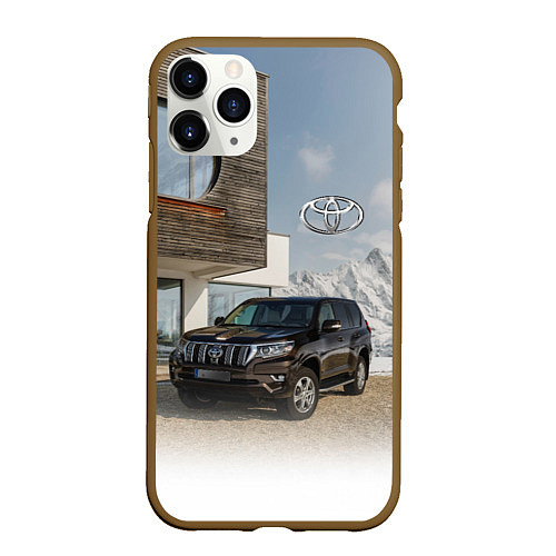 Чехол iPhone 11 Pro матовый Тoyota Land Cruiser Prado у горного коттеджа Mount / 3D-Коричневый – фото 1