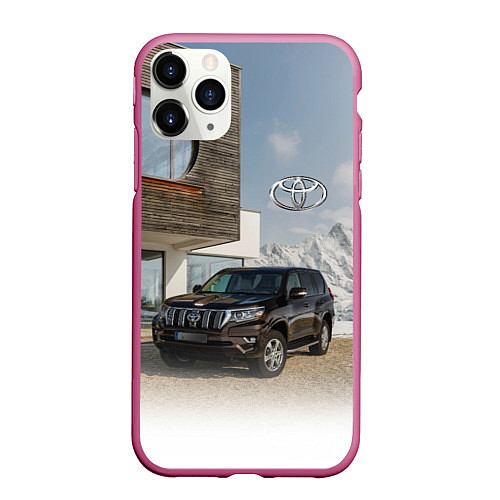 Чехол iPhone 11 Pro матовый Тoyota Land Cruiser Prado у горного коттеджа Mount / 3D-Малиновый – фото 1