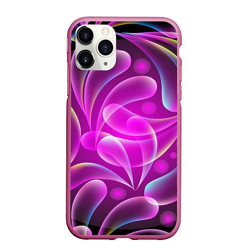 Чехол iPhone 11 Pro матовый Объемные абстрактные узоры / 3D-Малиновый – фото 1