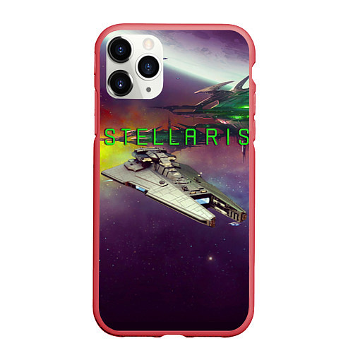 Чехол iPhone 11 Pro матовый Stellaris космический корабль в космосе / 3D-Красный – фото 1