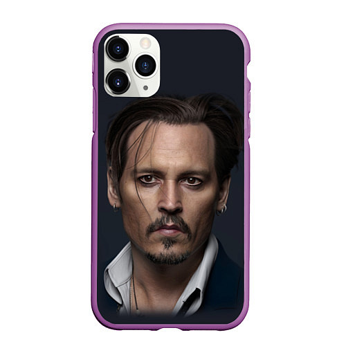 Чехол iPhone 11 Pro матовый Джонни Депп Johnny Depp / 3D-Фиолетовый – фото 1