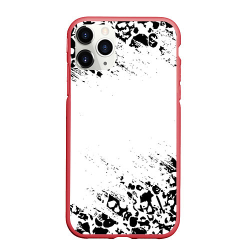 Чехол iPhone 11 Pro матовый Выцветшие потёртости SKULLS / 3D-Красный – фото 1