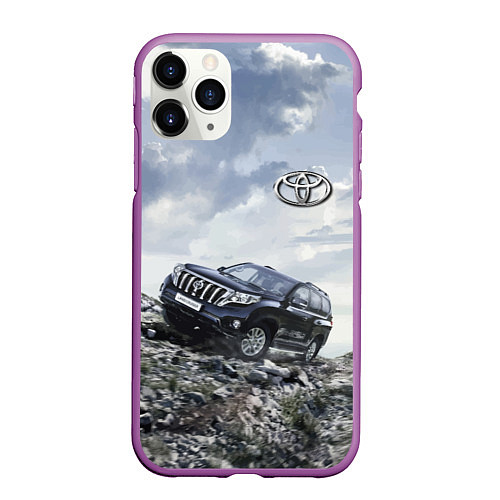 Чехол iPhone 11 Pro матовый Toyota Land Cruiser Prado на скальных камнях Mount / 3D-Фиолетовый – фото 1