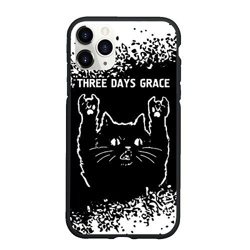 Чехол iPhone 11 Pro матовый Группа Three Days Grace и Рок Кот / 3D-Черный – фото 1