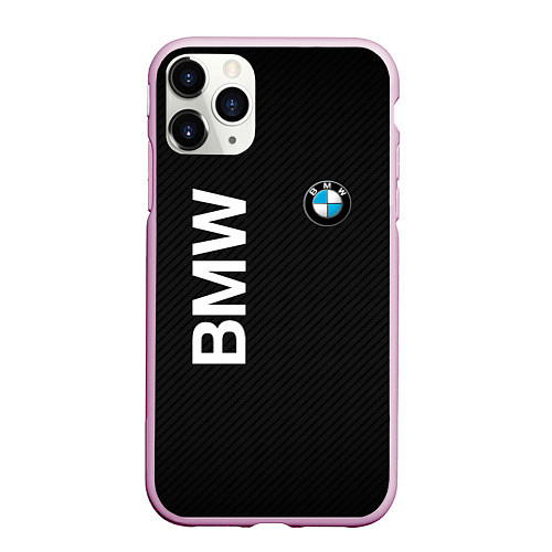 Чехол iPhone 11 Pro матовый Bmw КОРБОНОВЫЕ ПОЛОСЫ / 3D-Розовый – фото 1