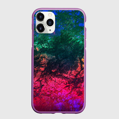 Чехол iPhone 11 Pro матовый Извержение вулкана Текстура камня / 3D-Фиолетовый – фото 1