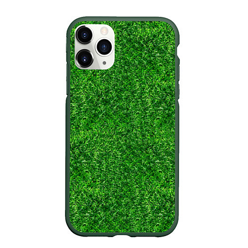 Чехол iPhone 11 Pro матовый ЗЕЛЕНЫЙ ГАЗОН / 3D-Темно-зеленый – фото 1