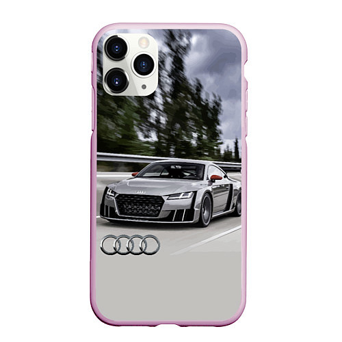 Чехол iPhone 11 Pro матовый Ауди на скоростном шоссе Audi on the expressway / 3D-Розовый – фото 1