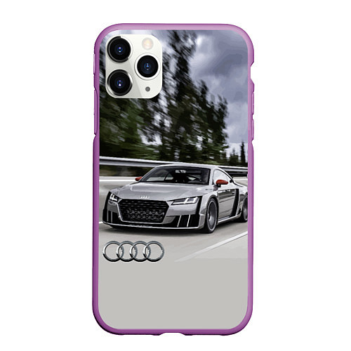 Чехол iPhone 11 Pro матовый Ауди на скоростном шоссе Audi on the expressway / 3D-Фиолетовый – фото 1