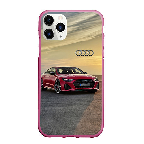 Чехол iPhone 11 Pro матовый Audi RS 7 на закате солнца Audi RS 7 at sunset / 3D-Малиновый – фото 1