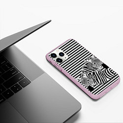 Чехол iPhone 11 Pro матовый Матросы на зебрах, цвет: 3D-розовый — фото 2
