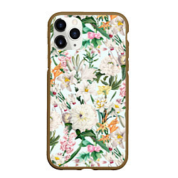 Чехол iPhone 11 Pro матовый Цветы Для Невесты, цвет: 3D-коричневый