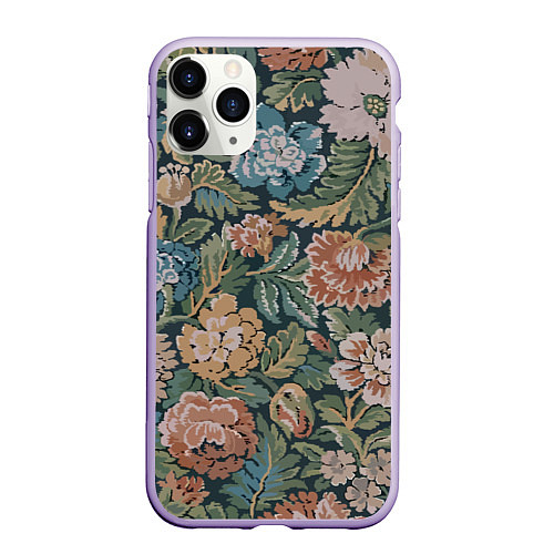 Чехол iPhone 11 Pro матовый Floral pattern Цветочный паттерн / 3D-Светло-сиреневый – фото 1