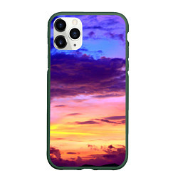 Чехол iPhone 11 Pro матовый Небо на закате, цвет: 3D-темно-зеленый