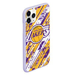 Чехол iPhone 11 Pro матовый LAKERS ЛОС-АНДЖЕЛЕС ЛЕЙКЕРС, цвет: 3D-светло-сиреневый — фото 2