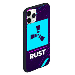 Чехол iPhone 11 Pro матовый Символ Rust в неоновых цветах на темном фоне, цвет: 3D-черный — фото 2